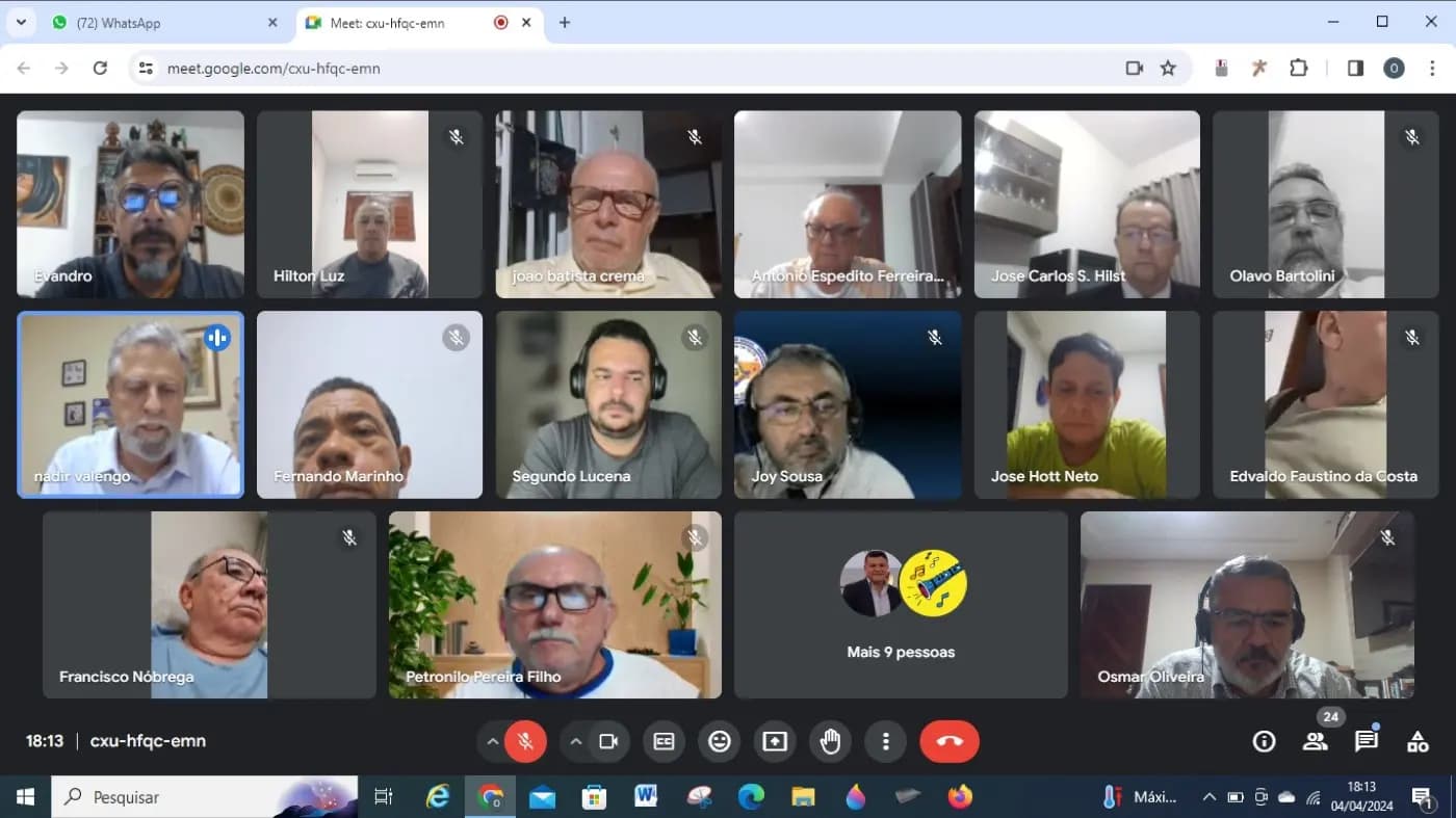 Registro fotográfico: PARTICIPAÇÃO DO GRÃO-MESTRE DO GOB/RN NA REUNIÃO VIRTUAL REALIZADA PELO EMINENTE IRMÃO NADIR LEOPOLDO VALENGO, GRÃO-MESTRE EM EXERCÍCIO DO GOB/PB.