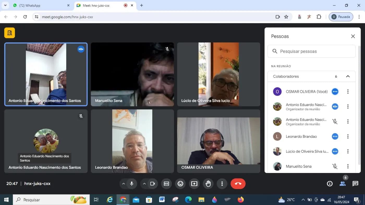 Registro fotográfico: 1ª REUNIÃO VIRTUAL PARA TRATATIVAS DE IMPLANTAÇÃO DE ELEIÇÕES VIRTUAIS NO GRANDE ORIENTE DO BRASIL – RIO GRANDE DO NORTE (GOB/RN).