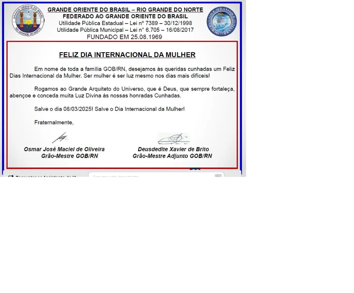 Registro fotográfico: DIA INTERNACIONAL DA MULHER