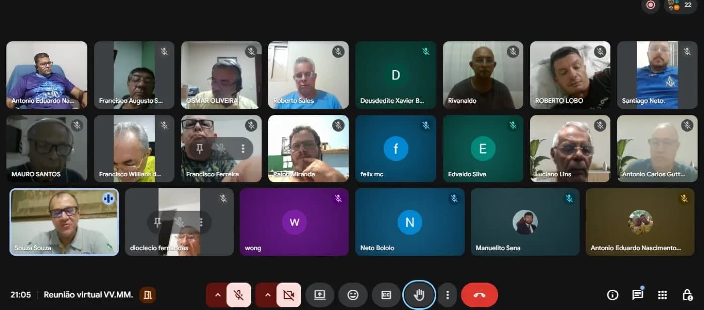 Registro fotográfico: REUNIÃO VIRTUAL COM OS VENERÁVEIS MESTRES DAS LOJAS MAÇÔNICAS JURISDICIONADAS.